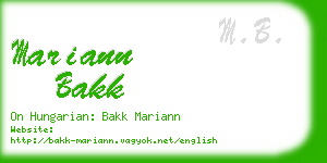 mariann bakk business card